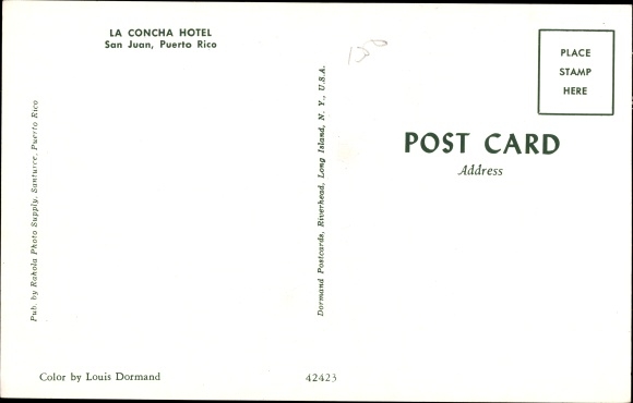 Postcard San Juan Puerto Rico, La Concha Hotel