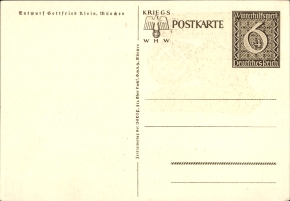 Postwaardestukkunstenaar Ak Klein, Gottfried, Danzig is Duits, WHW