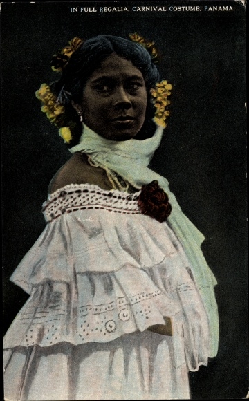 Postcard Panama, Carnival Costume, In full regalia