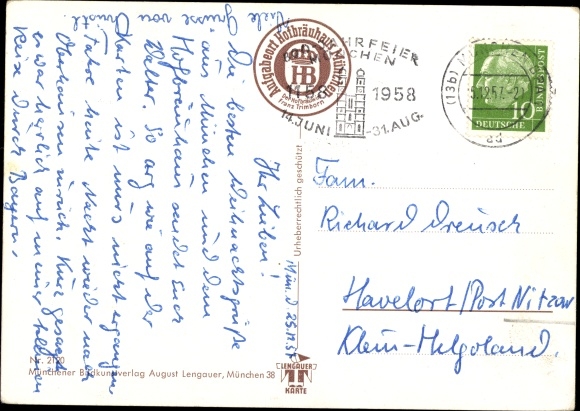 Postcard So is herganga, and so I&#39;m hoamganga, man after a fight in the tavern, Lengauer 2120