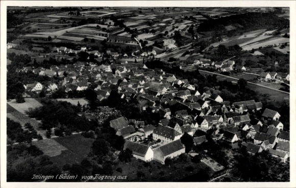 Postcard Ittlingen im Kraichgau, aerial photograph