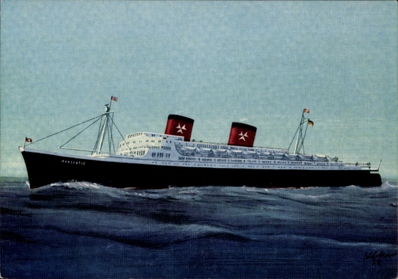 Artist Postcard steamship SS Hanseatic, Hamburg Atlantic Line, HAL