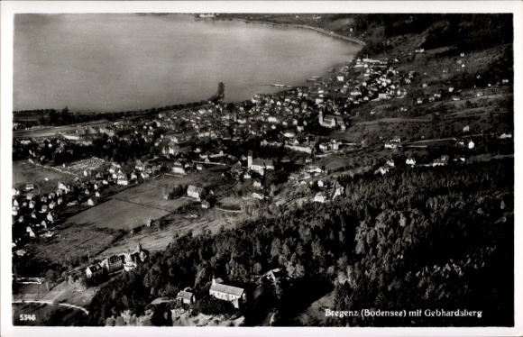 Postcard Bregenz on Lake Constance Vorarlberg, Gebhardsberg, aerial photograph