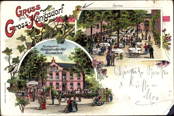 Chromo-Litho Großkönigsdorf Königsdorf Frechen in the Rhein Erft district, Restaurant Königsdorfer Hof