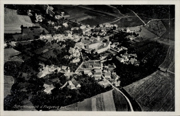 Postcard Schweinspoint Marxheim in Swabia Bavaria, aerial photograph