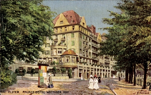 Postcard Bad Elster in Vogtland, Palace Hotel Wettiner Hof, first-class spa hotel, modern, opened 19