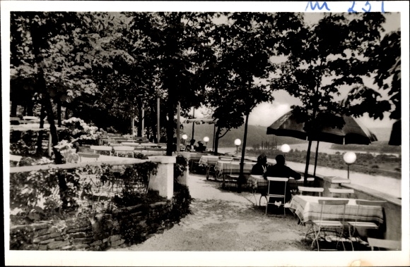 KP Vallendar am Rhein, restauracja górska Humboldthöhe, taras, właściciel H. Burg