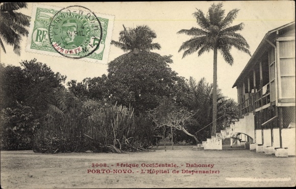 Postcard Porto Novo Dahomey Benin, L&#39;Hopital de Dispensaire, Hospital
