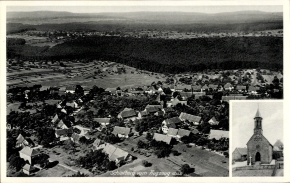 Postcard Schielberg Marxzell in Baden Württemberg, aerial photograph