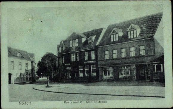 Ak Nortorf in Holstein, Poststraße, große Mühlenstraße