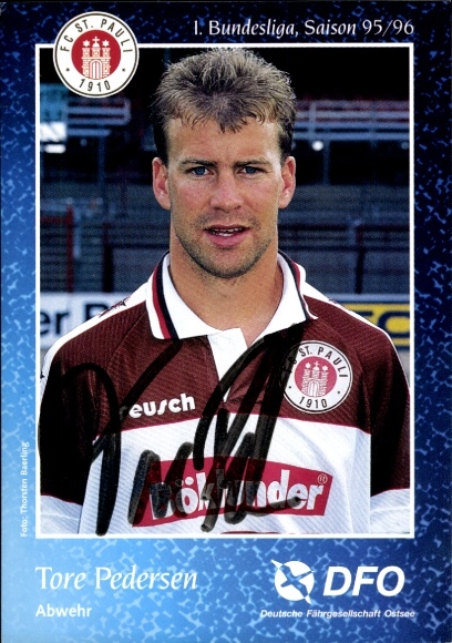 Autogrammkarte Fußballer Tore Pedersen, FC St. Pauli, Autogramm
