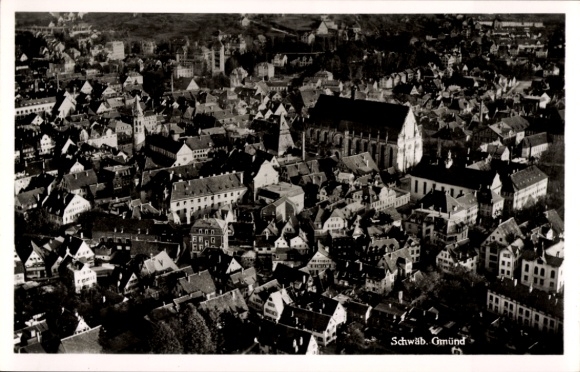 Postcard Schwäbisch Gmünd in Württemberg, aerial view of numerous houses, buildings