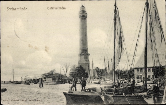 Postcard Warszów Easter emergency harbor Świnoujście Świnoujście Pomerania, lighthouse