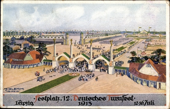 Artist PC Klemm, J., Leipzig in Saxony, 12th German Gymnastics Festival 1913, fairground
