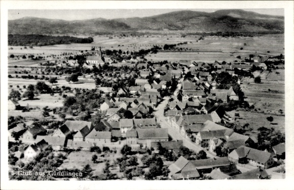 Postcard Gündlingen Breisach am Oberrhein District Breisgau Hochschwarzwald, panoramic view of the city