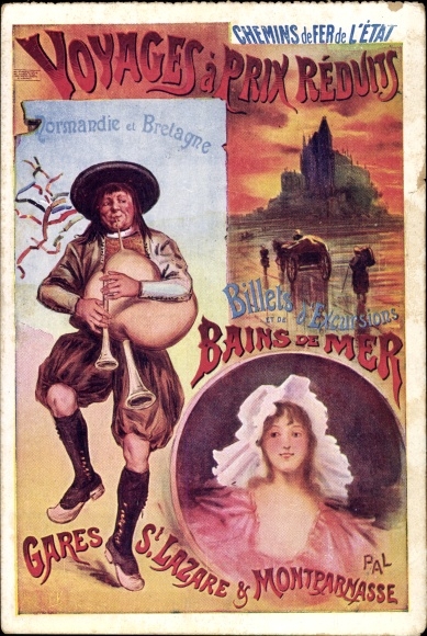 Künstler Ak Reklame, Chemins de Fer de L'État, Reisen in die Normandie und Bretagne