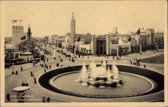 KP Bruksela, wystawa światowa 1935, widok ogólny, fontanny, element wodny