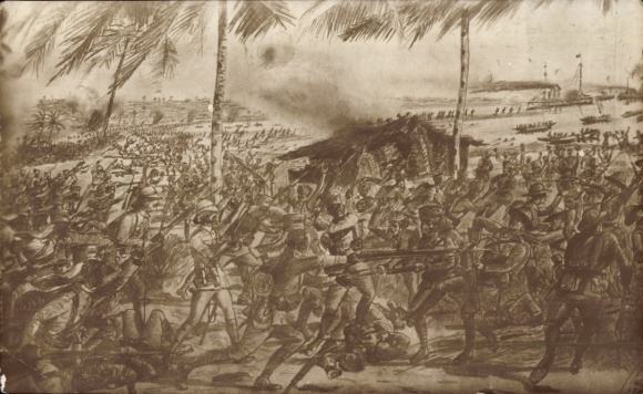Ak Tanga Tansania, Schlacht, Schlachtfeld, Kämpfer, Jahr 1914