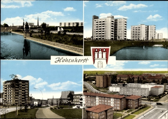 Wapenschild ansichtkaart Hamburg Wandsbek Hohenhorst, hoogbouw, gedeeltelijke aanzichten, wapenschild