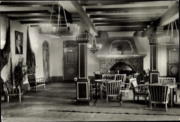 Postcard Mulda Saxony, convalescent home, interior view, chairs