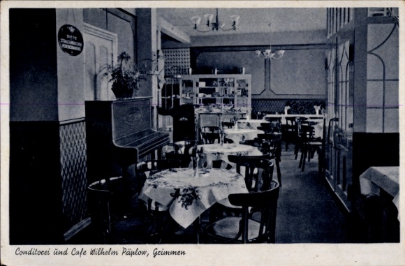 Ak Grimmen in Mecklenburg, Vorpommern, banketbakkerij, Café Wilhelm Päplow, binnenaanzicht