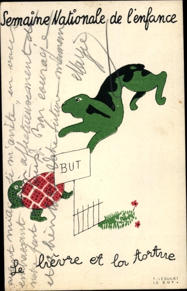 Artist Postcard National Children&#39;s Week, The Hare and the Tortoise