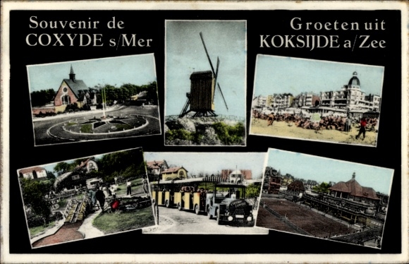 Postcard Koksijde Koksijde sur Mer West Flanders, church, windmill, beach