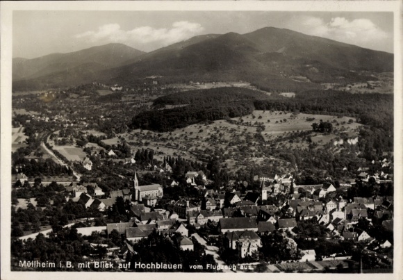 Postcard Müllheim, aerial photograph, Hochblauen