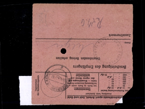 SBZ BL Saxony, RPD Chemnitz, AP 794 I, przekaz pocztowy