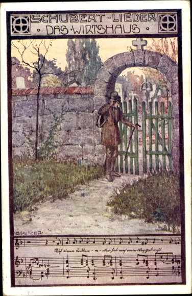Artist Song Postcard Kutzer, Ernst, Das Wirtshaus, Schubert Lieder