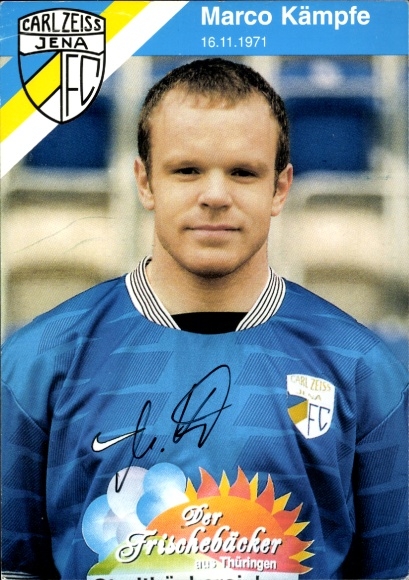 Handtekeningkaart voetballer Marco Kämpfe, FC Carl Zeiss Jena, handtekening