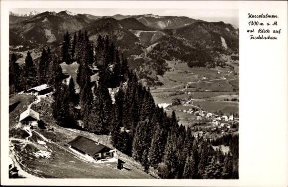Postcard Birkenstein Fischbachau in Upper Bavaria, Bergwirtschaft Kesselalm