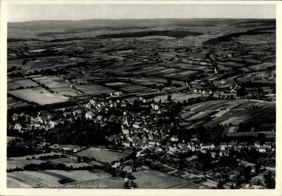 Postcard Neckarbischofsheim in Baden, aerial photograph