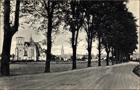 Postcard Kevelaer am Niederrhein, avenue, partial view, church