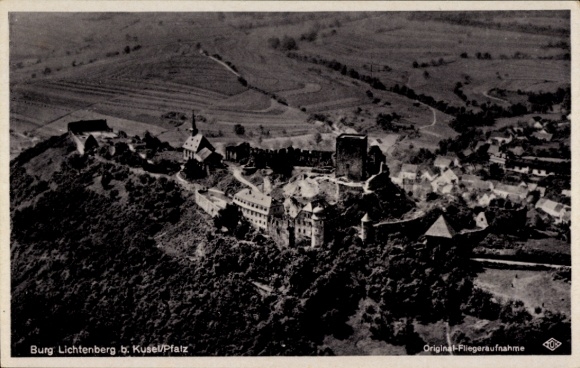 Postcard Thallichtenberg in the Palatinate, Lichtenberg Castle, aerial photograph