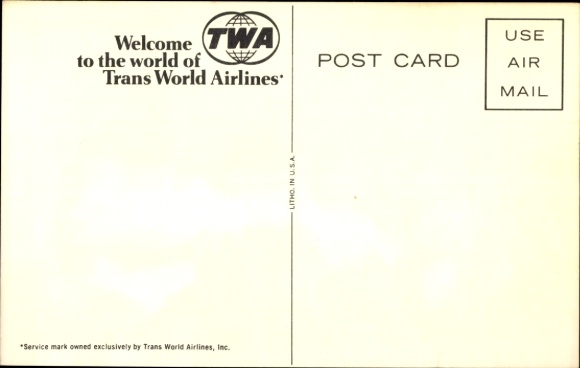 Postcard American passenger aircraft, Trans World Airlines, TWA Star Stream