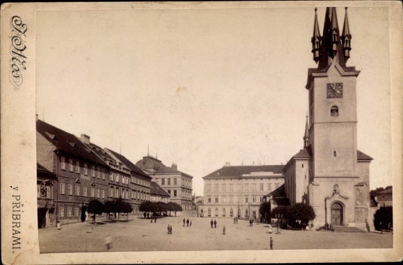 Cabinet Photo Příbram Pibrans Central Bohemia, Market Square, Church