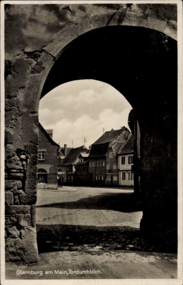 Postcard Obernburg am Main Lower Franconia, Gate View