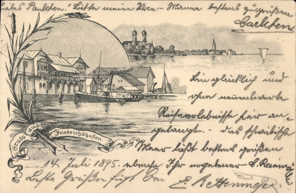Voorloper litho Friedrichshafen aan het Bodenmeer, algemeen uitzicht