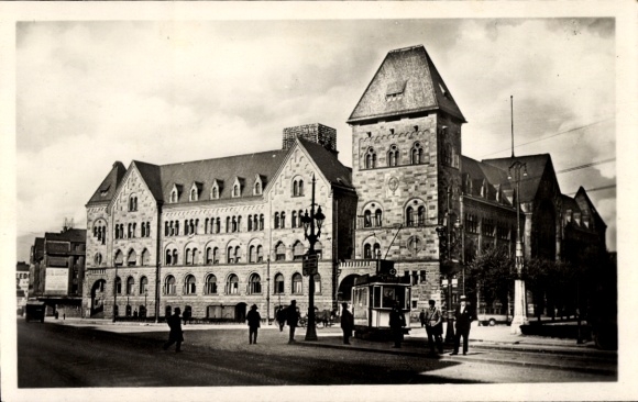 CPA Metz Moselle, Hôtel des Postes et Télégraphes, Tramway