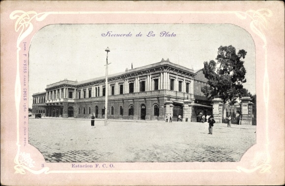 Passepartout ansichtkaart La Plata Argentina, Estacion FCO