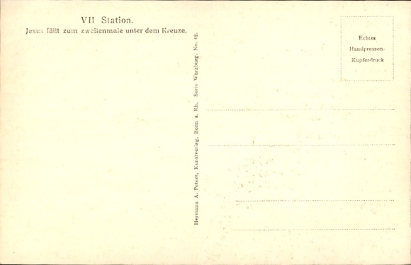 Postcard VII. Station, Jesus falls for the second time under the cross
