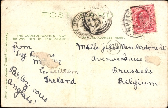 Postcard Irish Paesant, farmer with pitchfork, cigarette