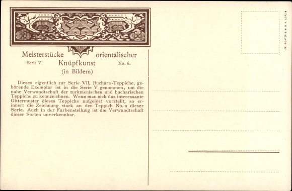 KP arcydzieła orientalnej sztuki tkania V 6, turkmeńskie dywany, stary opis