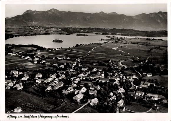 Ak Uffing am Staffelsee Oberbayern, Fliegeraufnahme