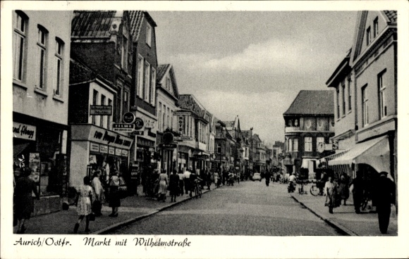 Postcard Aurich in East Frisia, Market, Wilhelmstraße