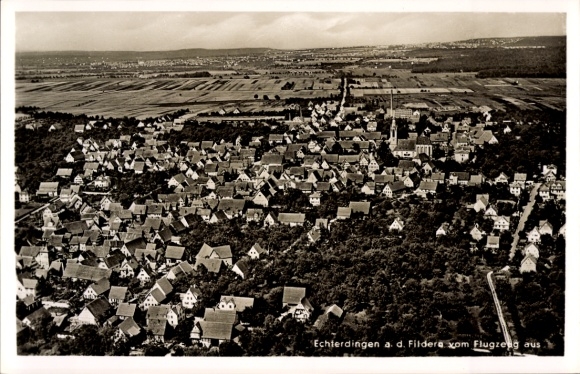 Postcard Echterdingen on the Fildern, aerial photograph