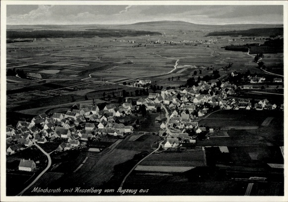 Postcard Mönchsroth in Middle Franconia, aerial photograph, Hesselberg
