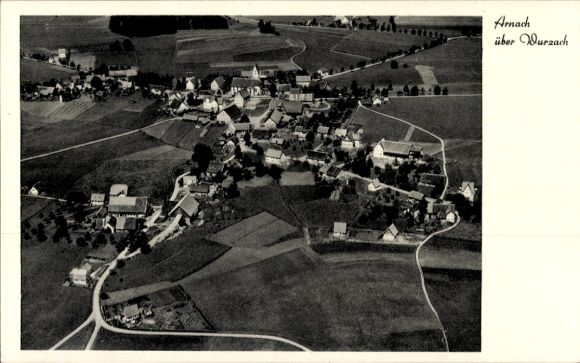 Postcard Arnach Bad Wurzach in Upper Swabia, aerial photograph