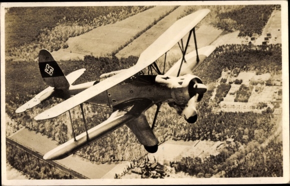 Postcard Deutsche Wehrmacht, Luftwaffe, Arado Ar 95 Land, night reconnaissance aircraft, biplan